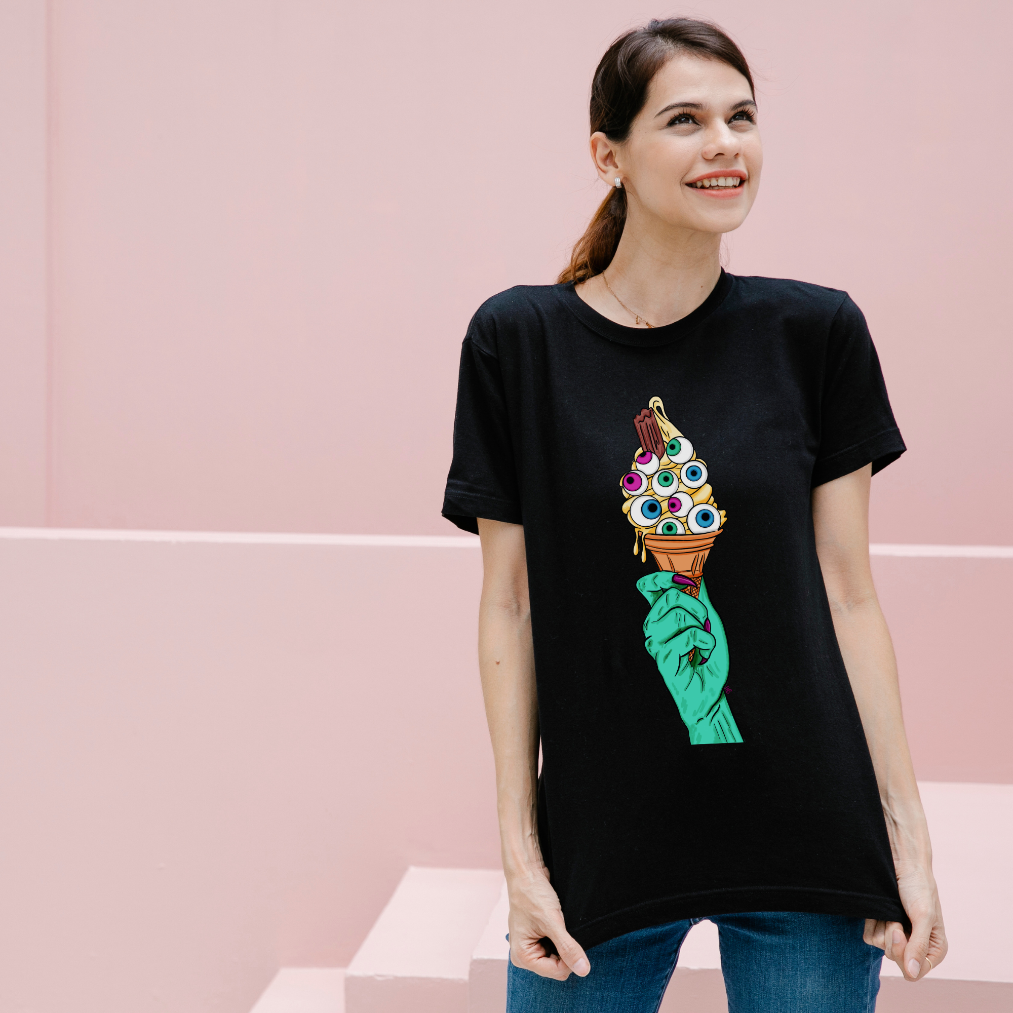 Hannah Kate Makes - Wholesale T-Shirt (Graphic) - Unisex - Eye Scream T-shirt - Black - Ice Cream - 100% Cotton12