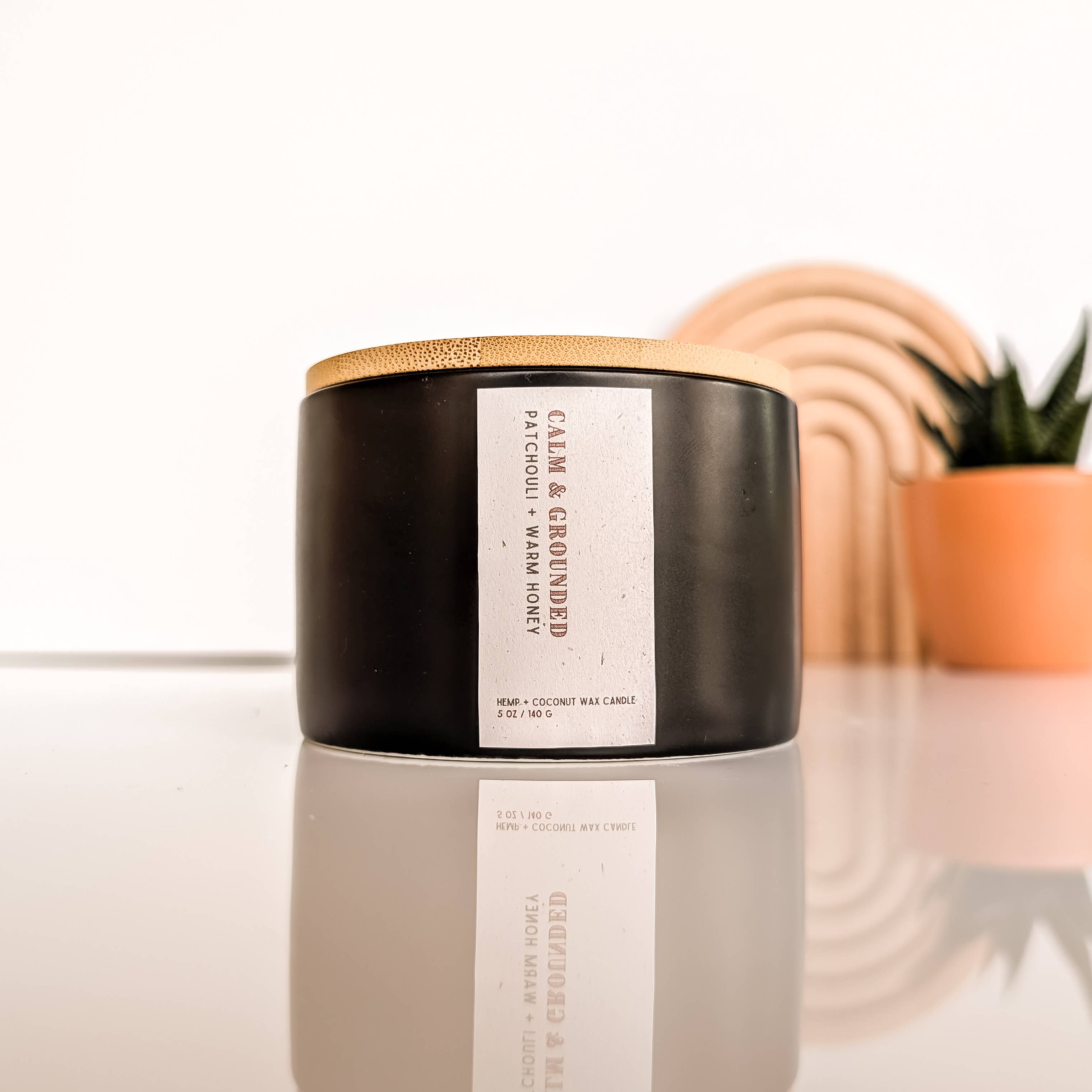 The Modern Sonoran - Wholesale Jar/Filled Candle - Calm & Grounded: Patchouli Honey Bohemian Hemp Candle, 5 oz.1