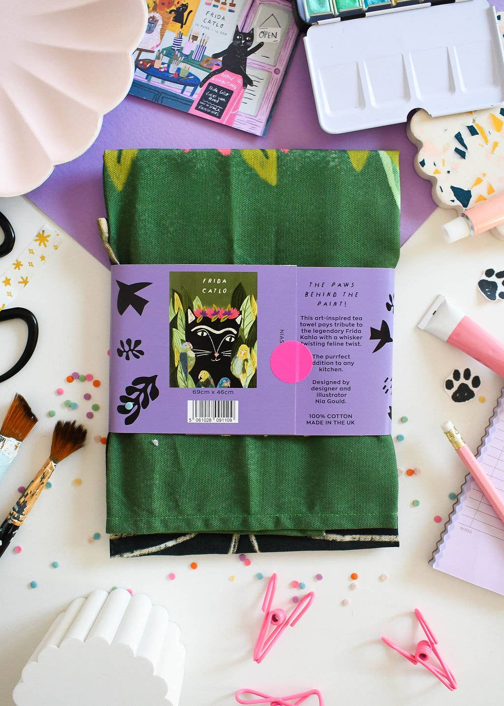Niaski - Feline Fine Art (USA DUTIES PAID) - Wholesale Tea Towel - Frida Catlo Cat Tea Towel6