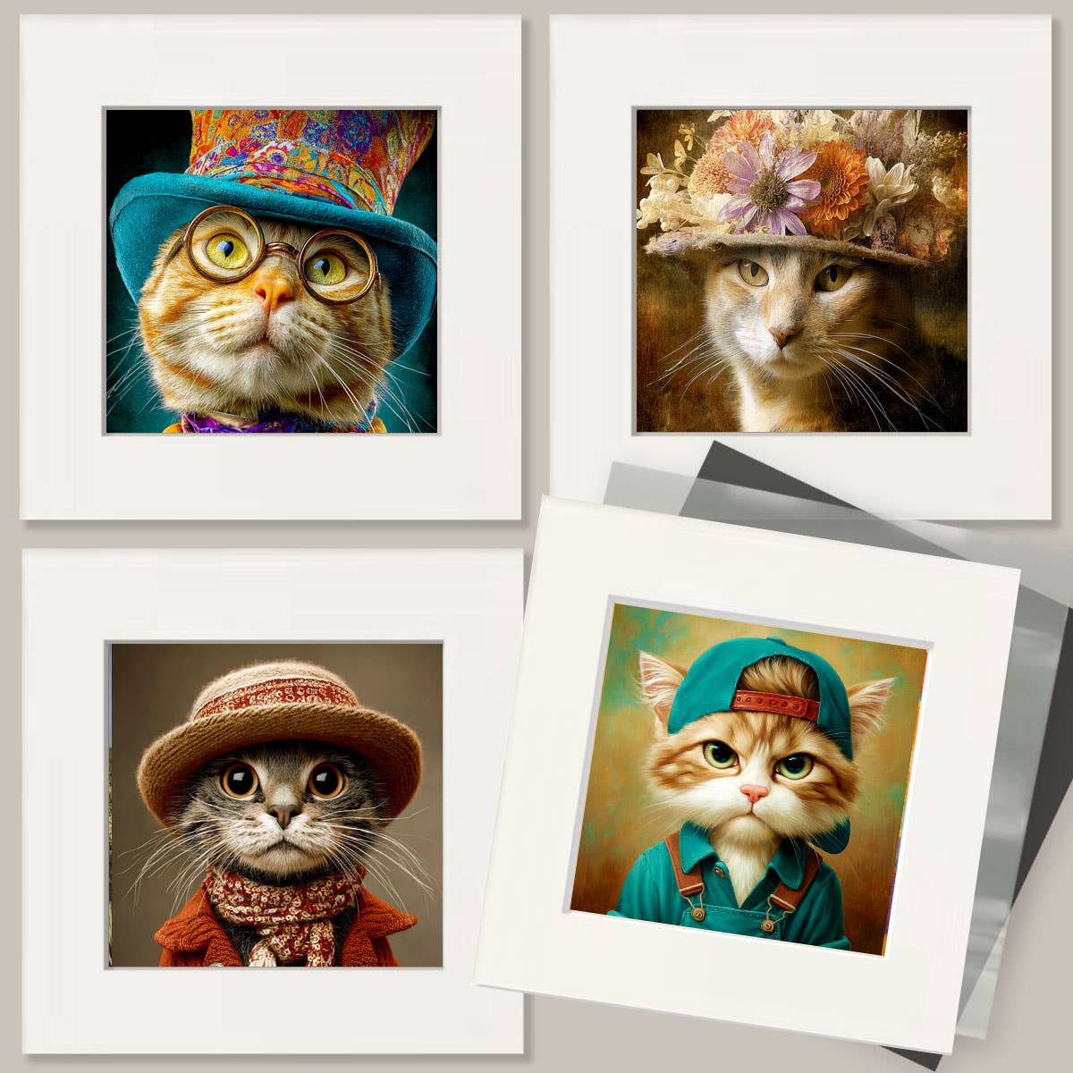 Mowbi - Wholesale Art Print - Janet - Cats in Hats - Art Print - 8"x10" Artwork2
