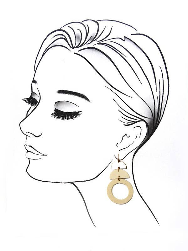 HALF MOON CIRCLE WOOD DROP EARRINGS | 31E23516 for wholesale by JOSSLYN by wall to wall