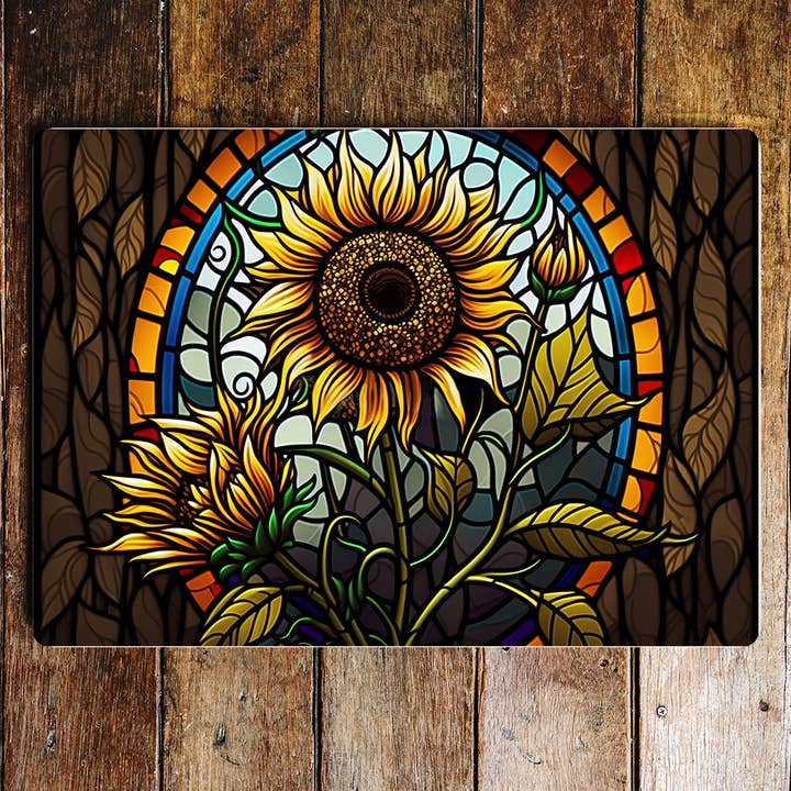 Placa decorativa de metal con diseño de girasoles para venta al por mayor de The British Metal Signs Company