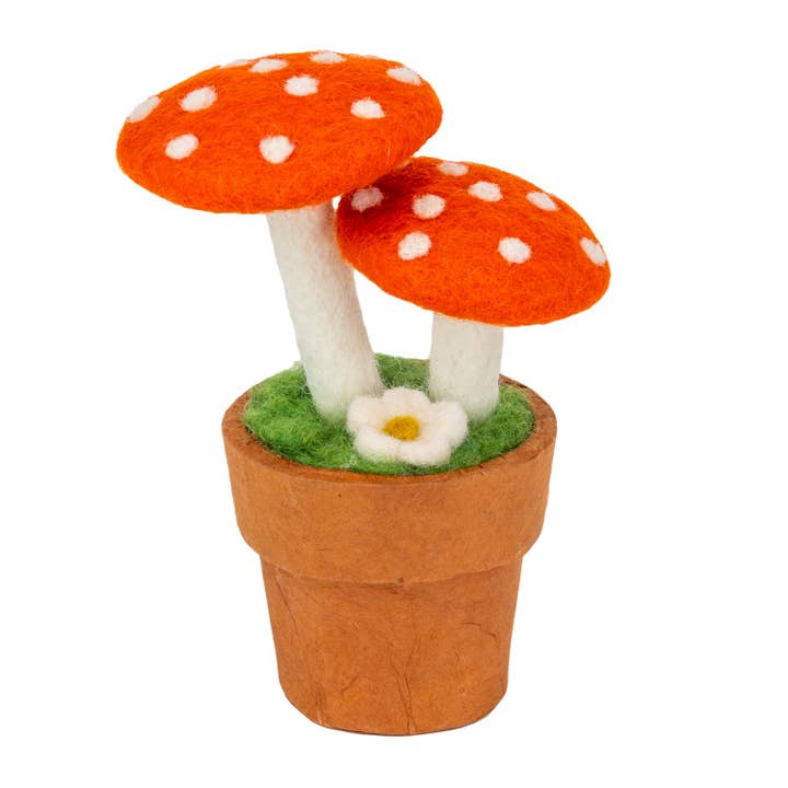 Elven Orange Mushroom Potted Plant for wholesale by dZi Handmade