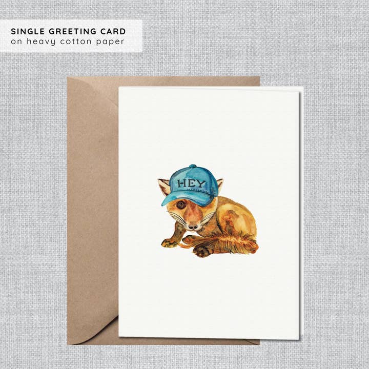 Thinking of You Card | Watercolor Woodland Fox for wholesale by Gina Maher | Watercolor