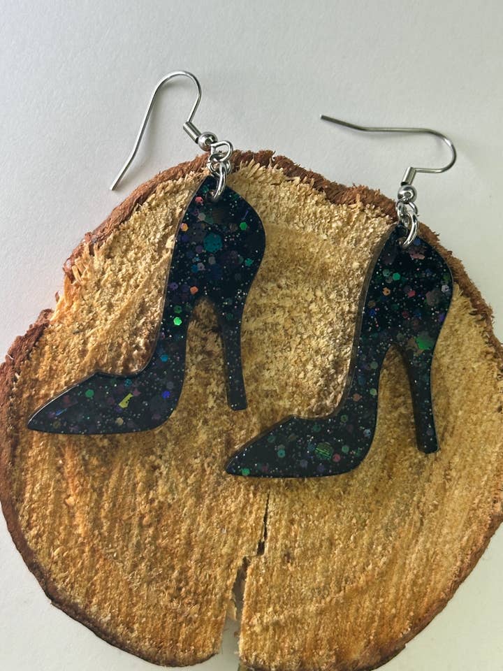 Stilettos - High Heeled Resin Earrings for wholesale by Black Martha Crafts