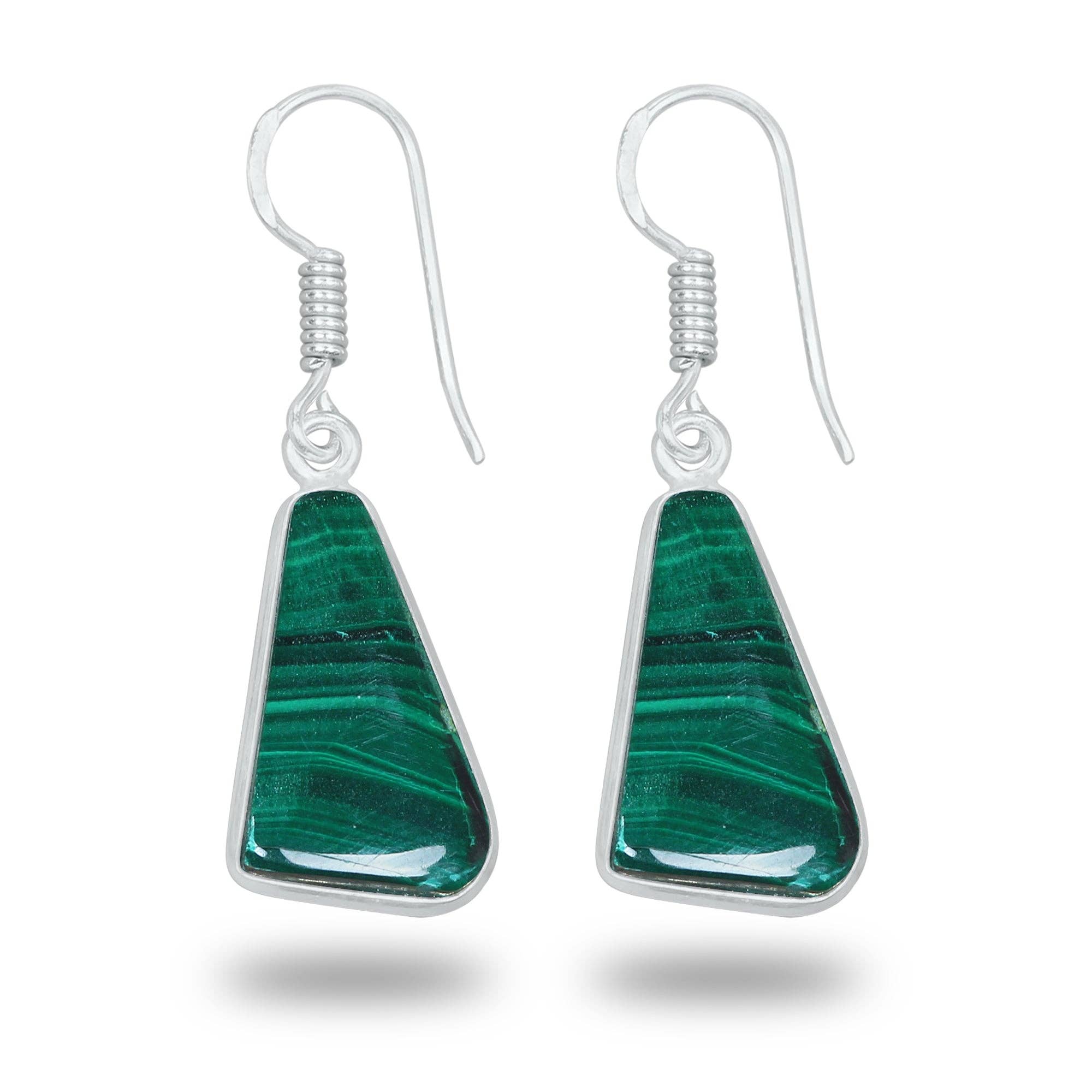 Handmade Jewels - Wholesale Dangle Earrings - Malachite Earrings – Minimalist, Silver-Plated | Wholesale Handmade Jewelry9