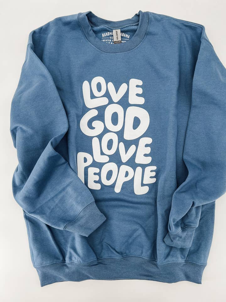 Hand Made Alabama - Wholesale Graphic Sweatshirt - Unisex - Love God Love People Bubble Letters Sweatshirt