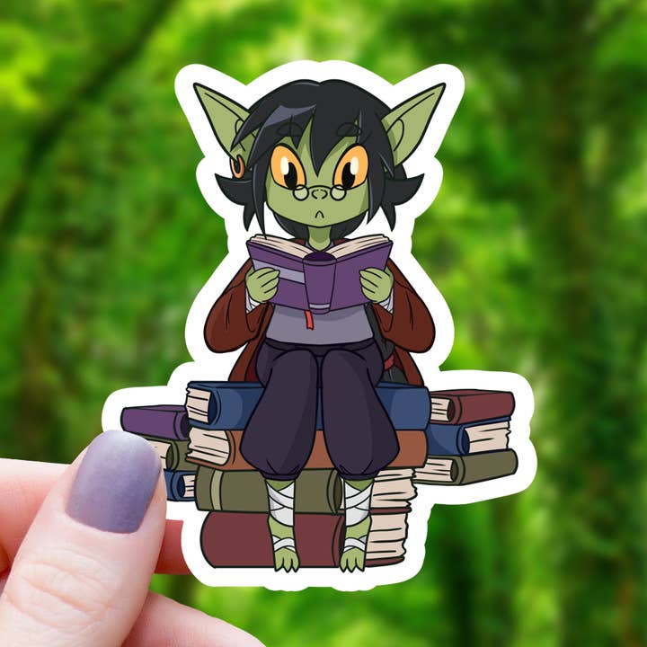 Book Reading Goblin klistermærke - 3" for engroshandel hos Mimic Gaming Co
