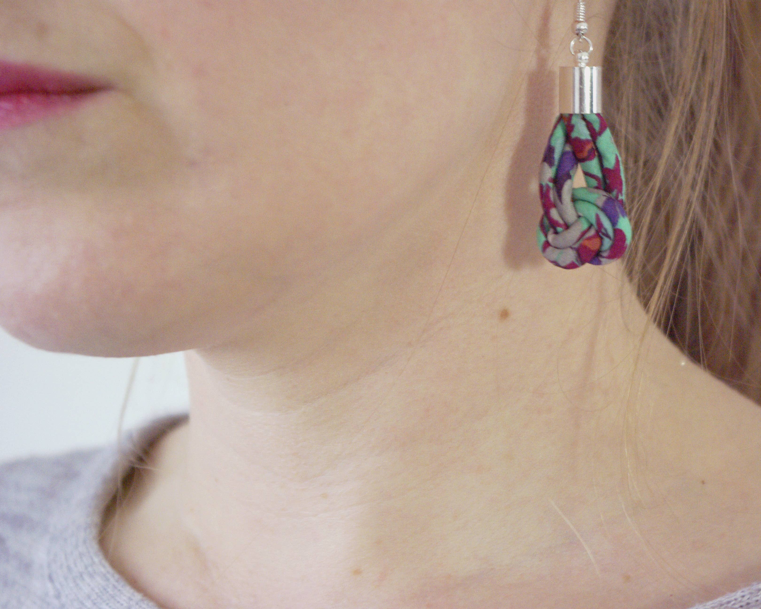 Bunny Bosworth – wholesale Dangle earrings – Liberty Print Cord Knot Earrings - Hot House Blooms3