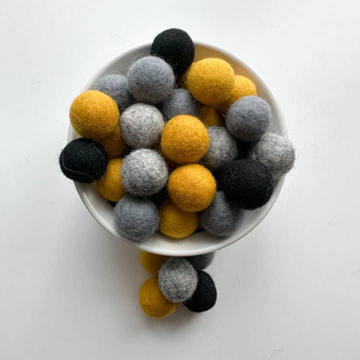 2cm Construction Zone Felt Ball Bundle Of 50 for wholesale by Sewing Seeds Play