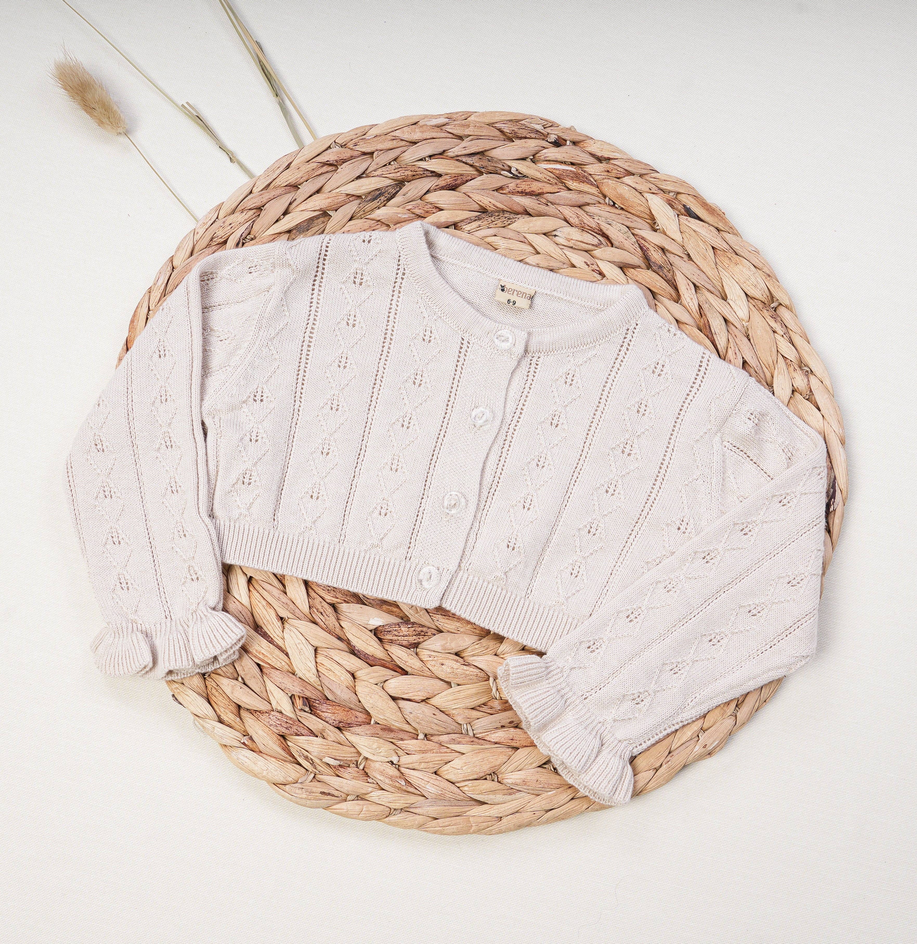 Dreamline - Wholesale Clothing Set - Baby - Baby Girl Muslin Dress and Cardigan Set Beige3