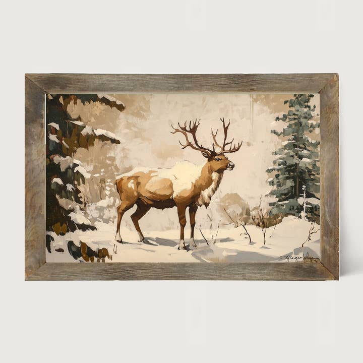 Adirondack Snowy Reindeer - Horizontal Frame for wholesale by ginger blue