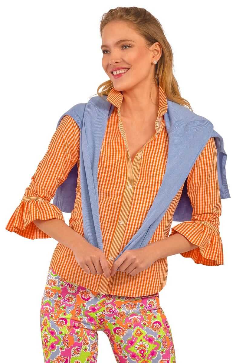 Gretchen Scott LLC – Engroshandel Skjorte med buttondown – til kvinder – Priss Bluse - Gingham12