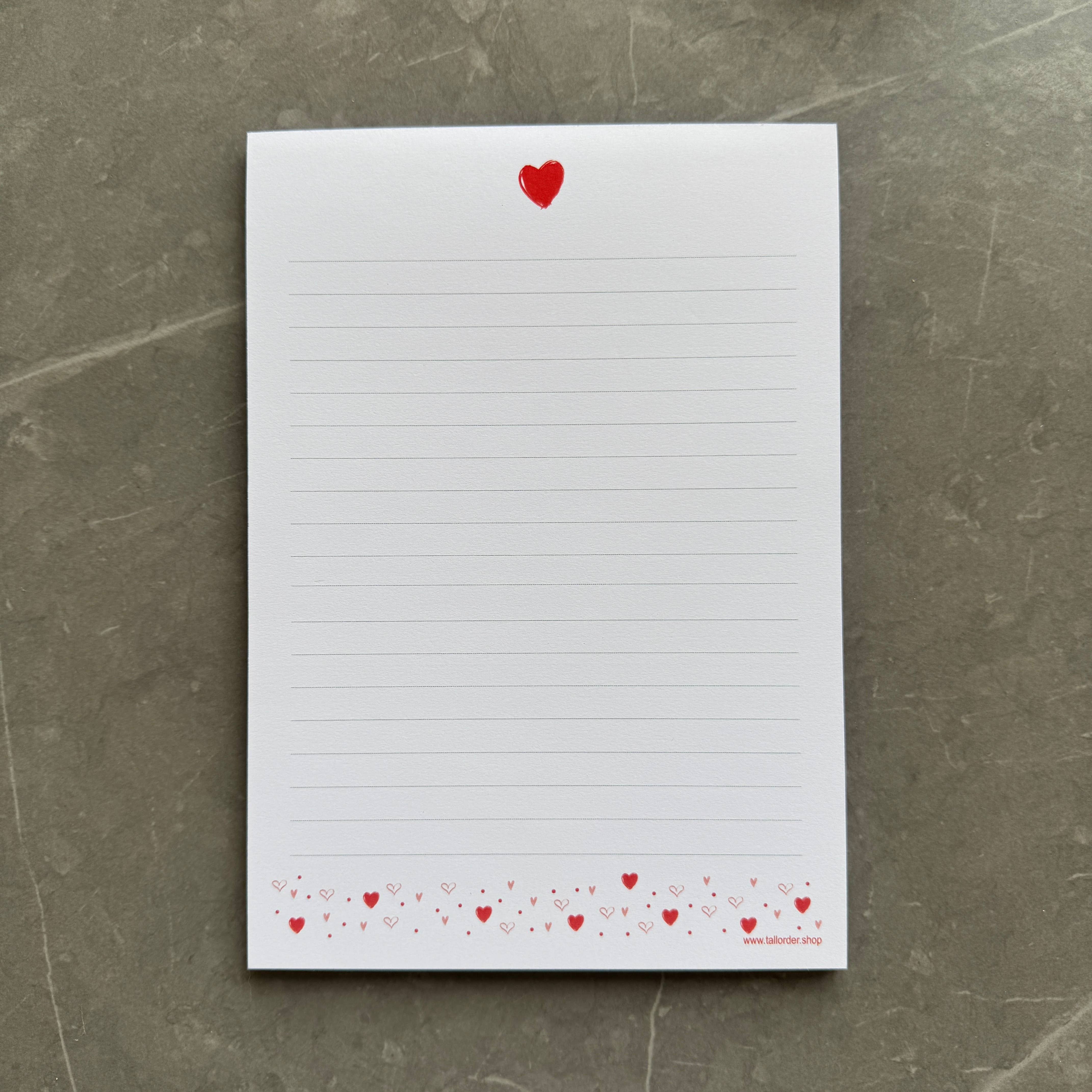 Tall Order - Wholesale Notepad - A5 Notepad with Heart Pattern, Jotter, Love Letter Lined Pad2