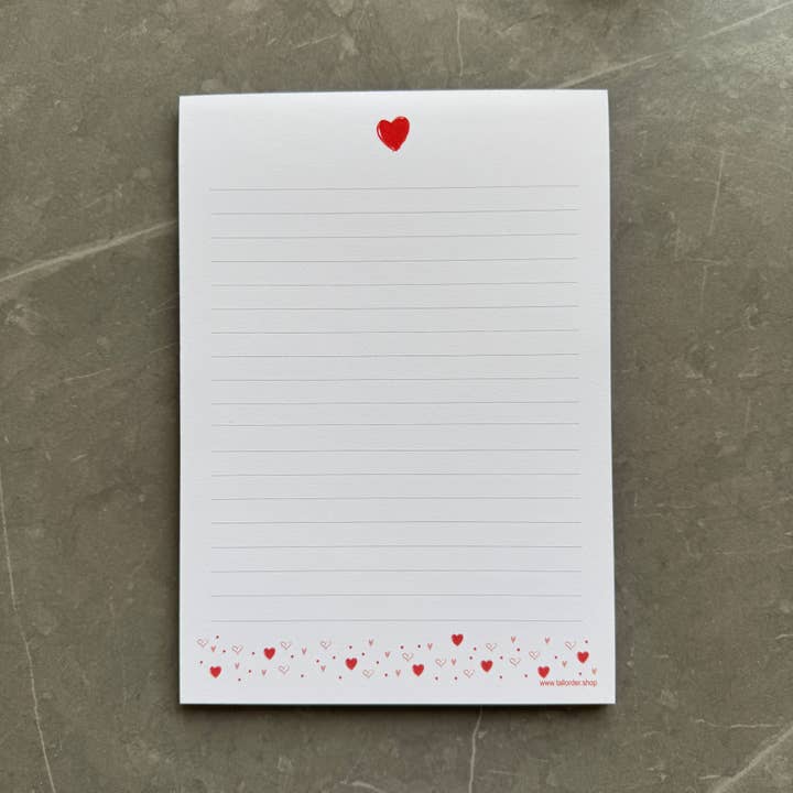 Tall Order - Wholesale Notepad - A5 Notepad with Heart Pattern, Jotter, Love Letter Lined Pad2