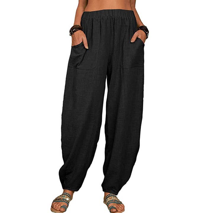 HIDDENBRAND - Wholesale Pants - Women's - Leisure cotton blend drawstring harlan pants2