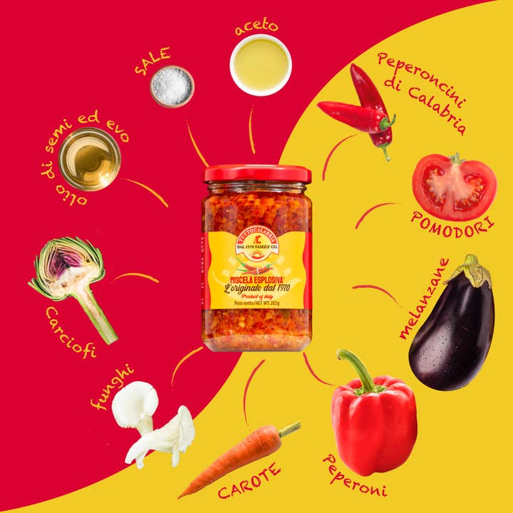 TuttoCalabria - Vendita all'ingrosso Sottaceti - Miscela Esplosiva: giardiniera a pezzi piccante bruschette5