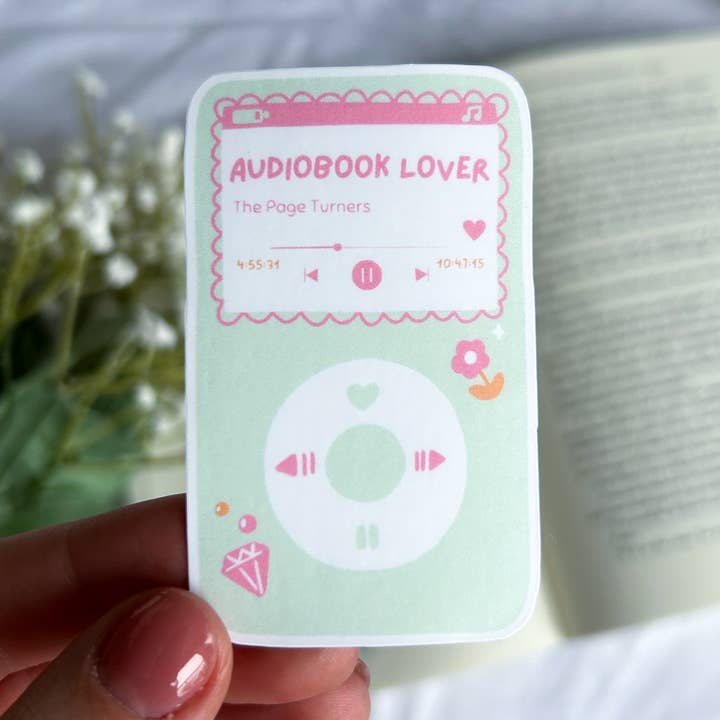 Autocollant pour amoureux des livres audio pour la vente par Heart & Spine Books