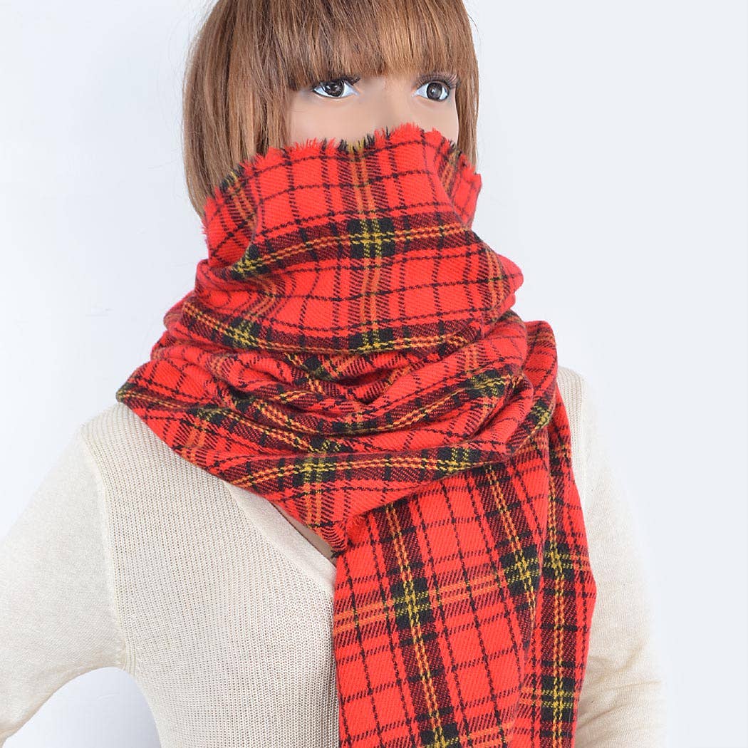 Red Plaid Pattern Scarve for wholesale on Faire3