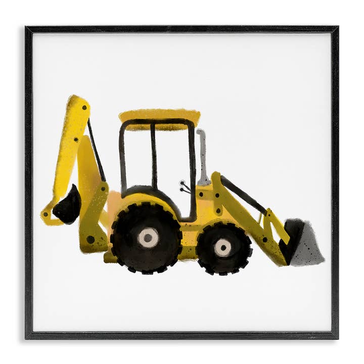 Stupell Industries - Vendita all'ingrosso Decorazione da parete - Bambini e neonati - Arte Incorniciata con Bulldozer Semplice Giallo1