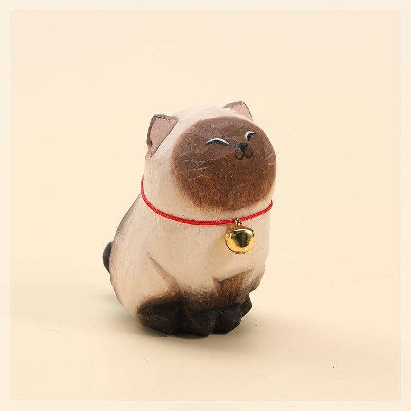 Gohobi （We cover U.S. import duties） - Wholesale Decorative Figurine - Gohobi Handcrafted  Large Wooden Siamese Cat Ornament7