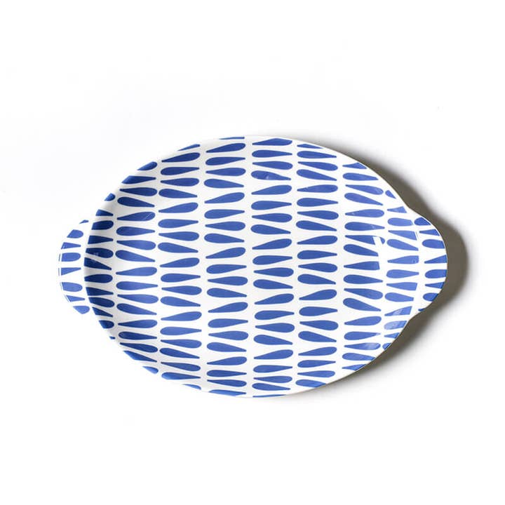 Coton Colors - Wholesale Platter - Iris Blue Drop Large Handled Oval Platter0