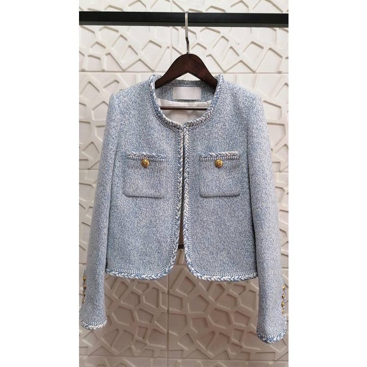 JK95Y Chic White Tweed Wool Jacket - Autumn/Winter for wholesale by Productseeker