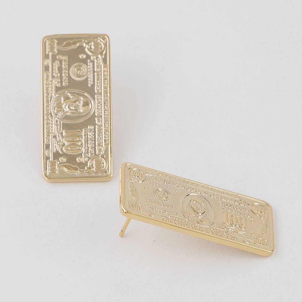3AM BY H&D ACCESSORIES - Wholesale Stud/Post Earrings - Hundred Bill Stud Earrings