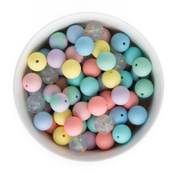 Cara & Co Silicone Craft Supply – Großhandel Perlen – Runde Silikonperlenpackungen in Pastellfarben, 15 mm