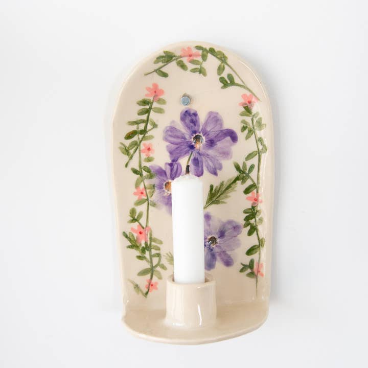 Candle Wall Sconce With Pressed Flowers for wholesale by Tara Kothari