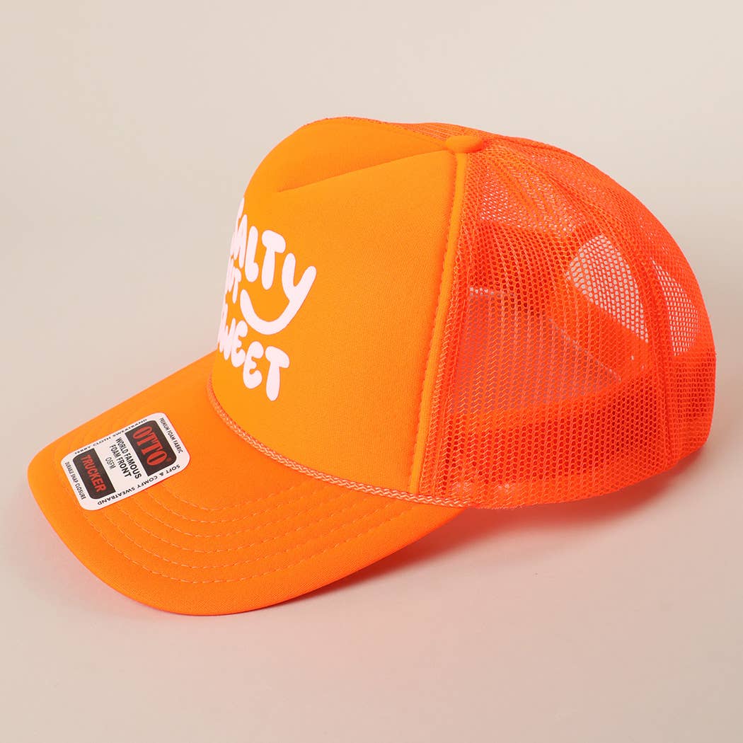 Fashion City - Wholesale Trucker Hat - Unisex - Salty But Sweet Text Logo Printed Mesh Back Trucker Hat12