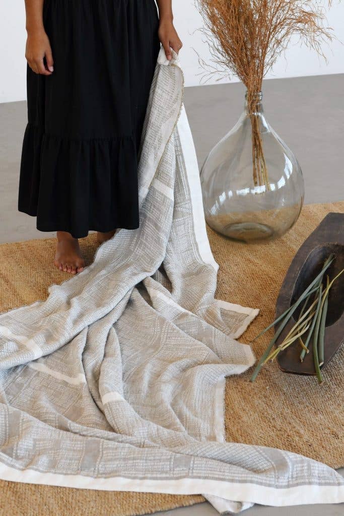 African Jacquard - Wholesale Throw blanket - 100% Linen Bogolan Lounge Throws0