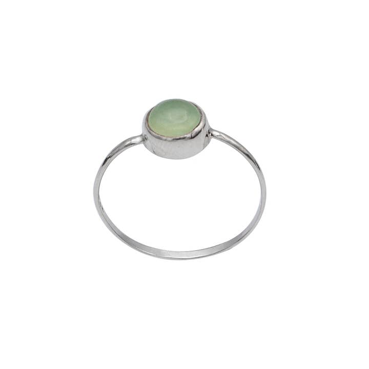 Prehnite Bezel Sterling Silver Ring for wholesale by Bentley & Lo