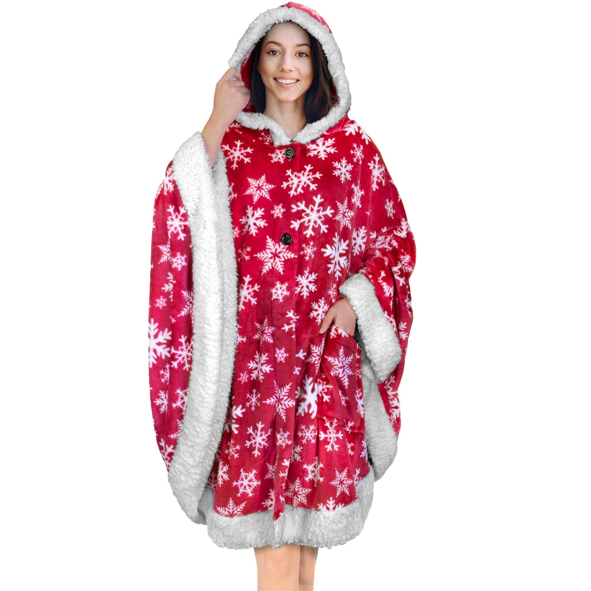 Pavilia – wholesale Poncho – Women's – Angel Wrap Hoodie Sherpa Poncho Blanket88