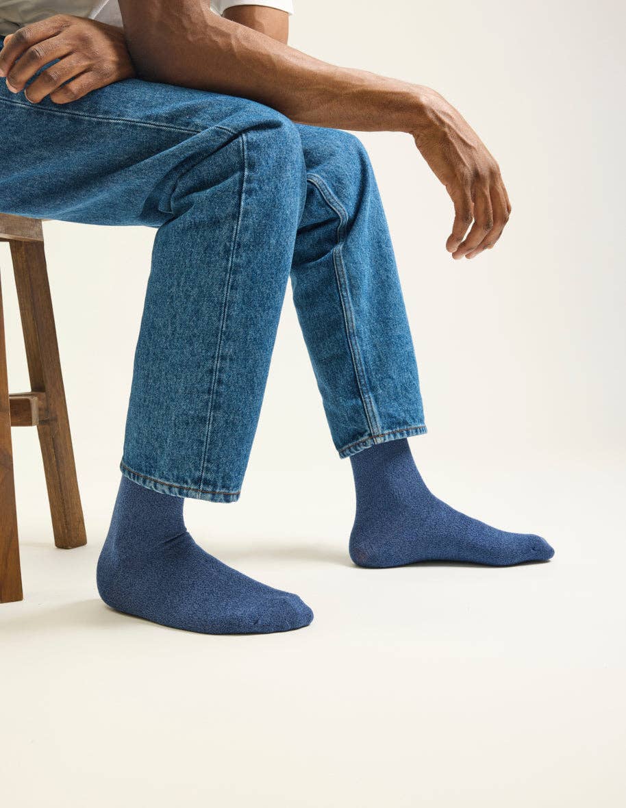 ODAJE - Vente Chaussettes – unisexe - Pack de 3 Chaussettes - Chiné bleu3