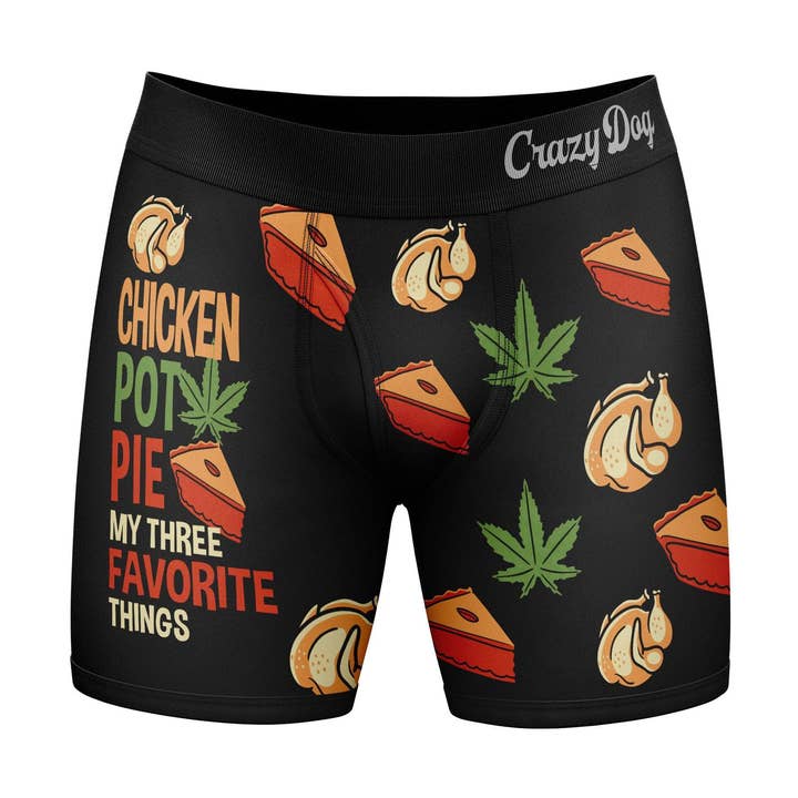 Chicken Pot Pie Funny Weed Boxer Briefs Mens Underwear for wholesale by Crazy Dog T-Shirts