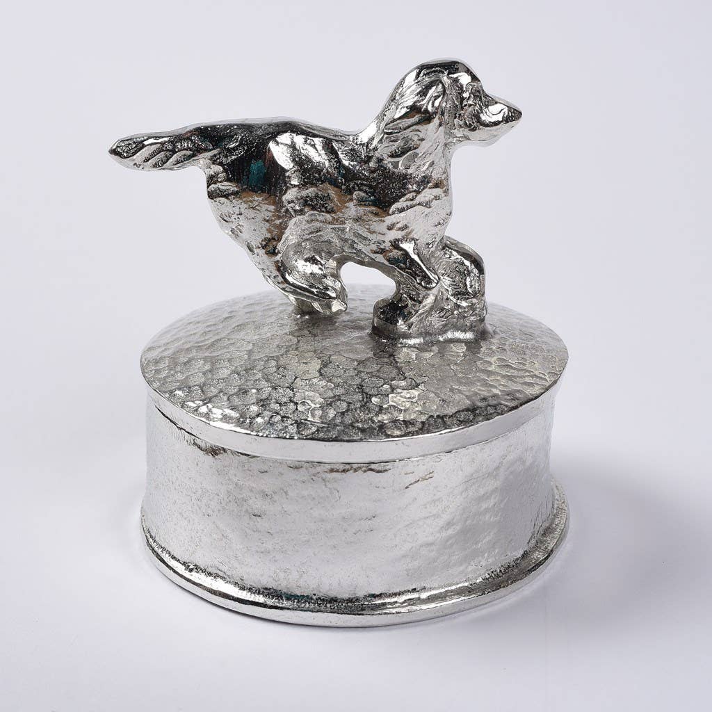 Glover & Smith – Engroshandel Smykkesskrin – Spaniel Trinket Box, Engelsk tin Gaver1