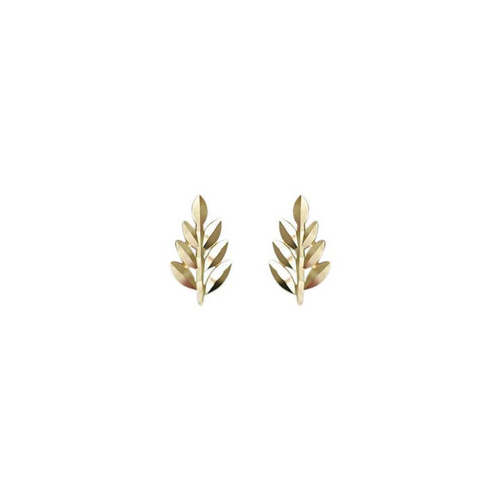 Perimade & Co. LLC - Wholesale Stud/Post Earrings - Dainty Gold Small Leaf Stud Earrings in 925 Sterling Silver