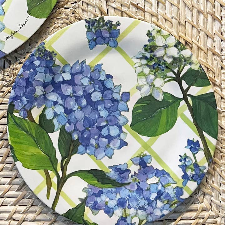 Bamboo Table - Wholesale Salad Plate - Hydrangea Lattice Floral Bamboo Salad/Appetizer Plate2