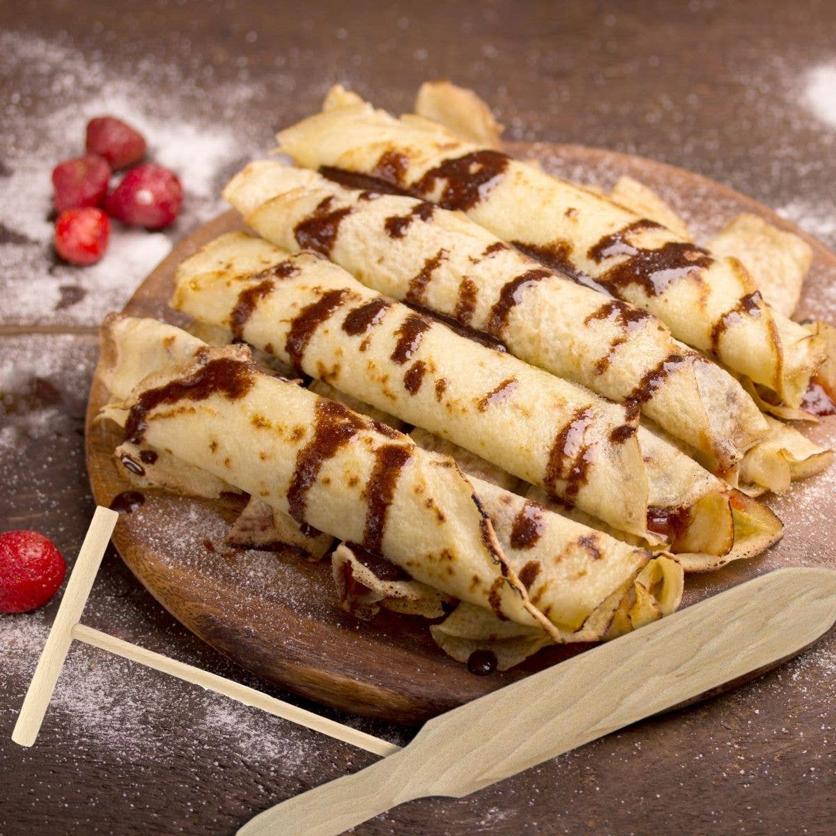 Zenker - Vente Assortiment d'ustensiles de cuisine - Ensemble de 2 ustensiles en bois pour crêpes Fackelmann Wood Edition1