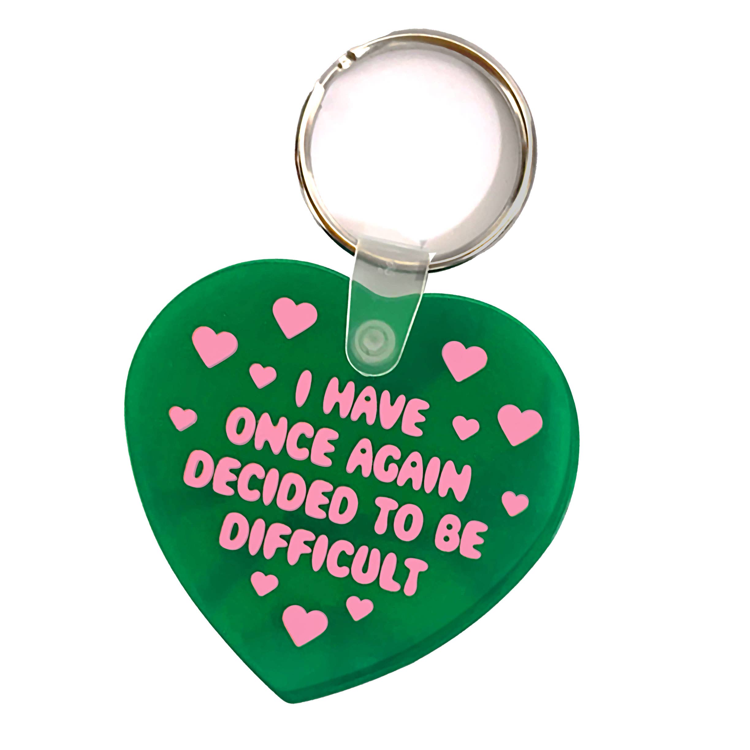 Krystan Saint Cat - Wholesale Keychain - Women's - I Have Decided To Be Difficult Heart Shaped Vinyl Keychain1
