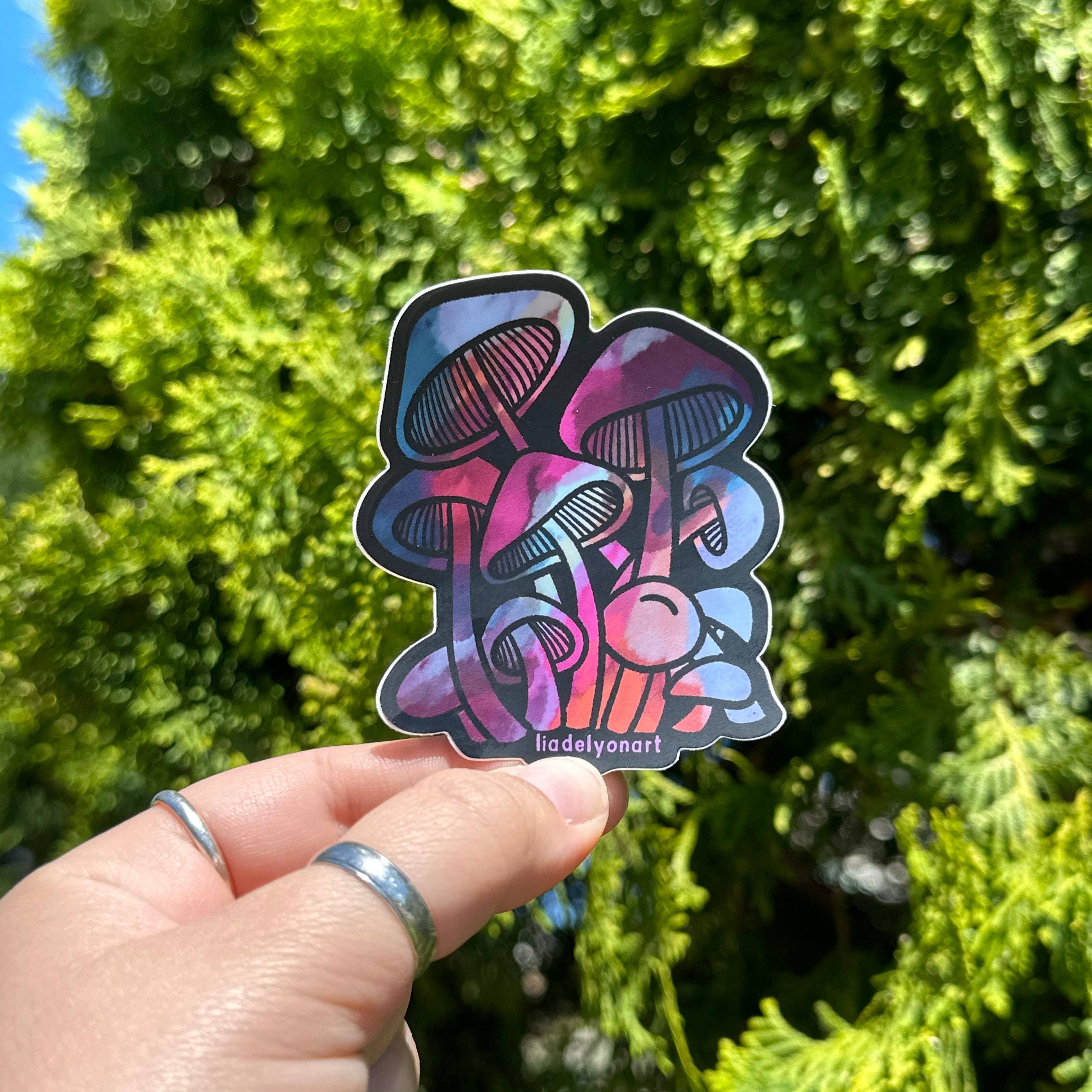 liadelyonart - Vente Autocollant - Autocollant en vinyle aquarelle en forme de champignon, 3 x 2,5 po3