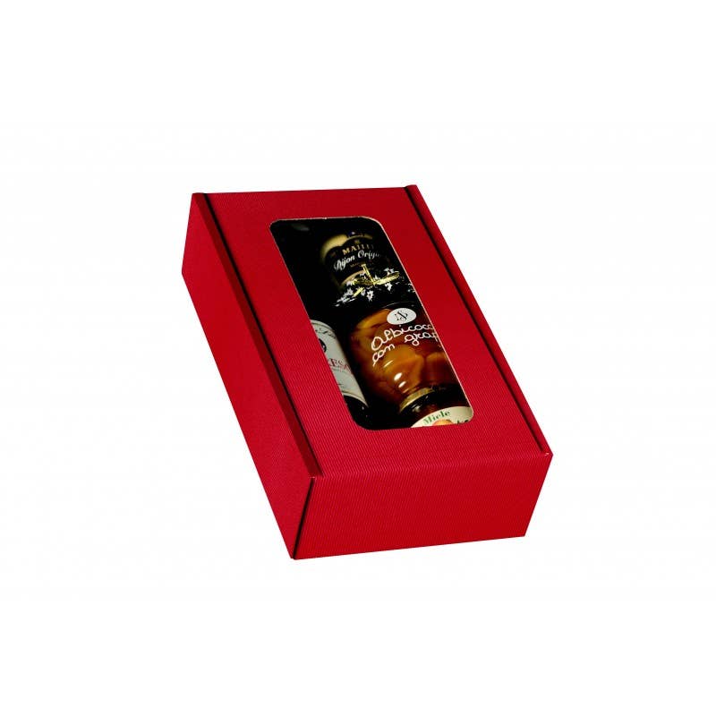 Deffrennes - Wholesale Gift Box - 2 bottle red cardboard box with window