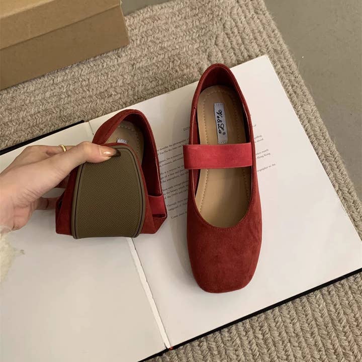 ACCITY - Wholesale Flats - Women's - Suede Ballet Flats Mary Janes for Women_CWSHF008211
