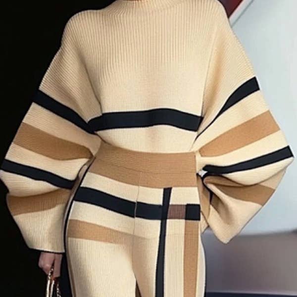 Loose Striped Round-Neck Pullovers for wholesale by Sheer Trend