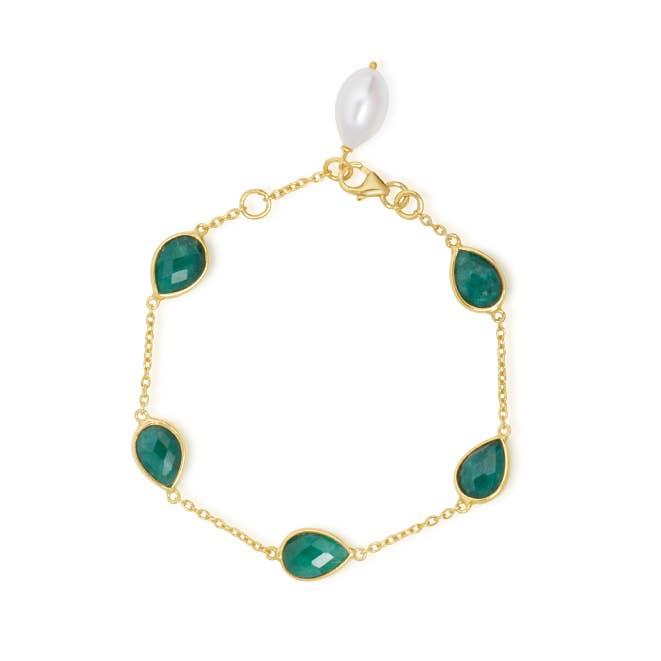 Little Rock smaragd Teardrop og kæde armbånd for engroshandel hos Van Peterson Designs