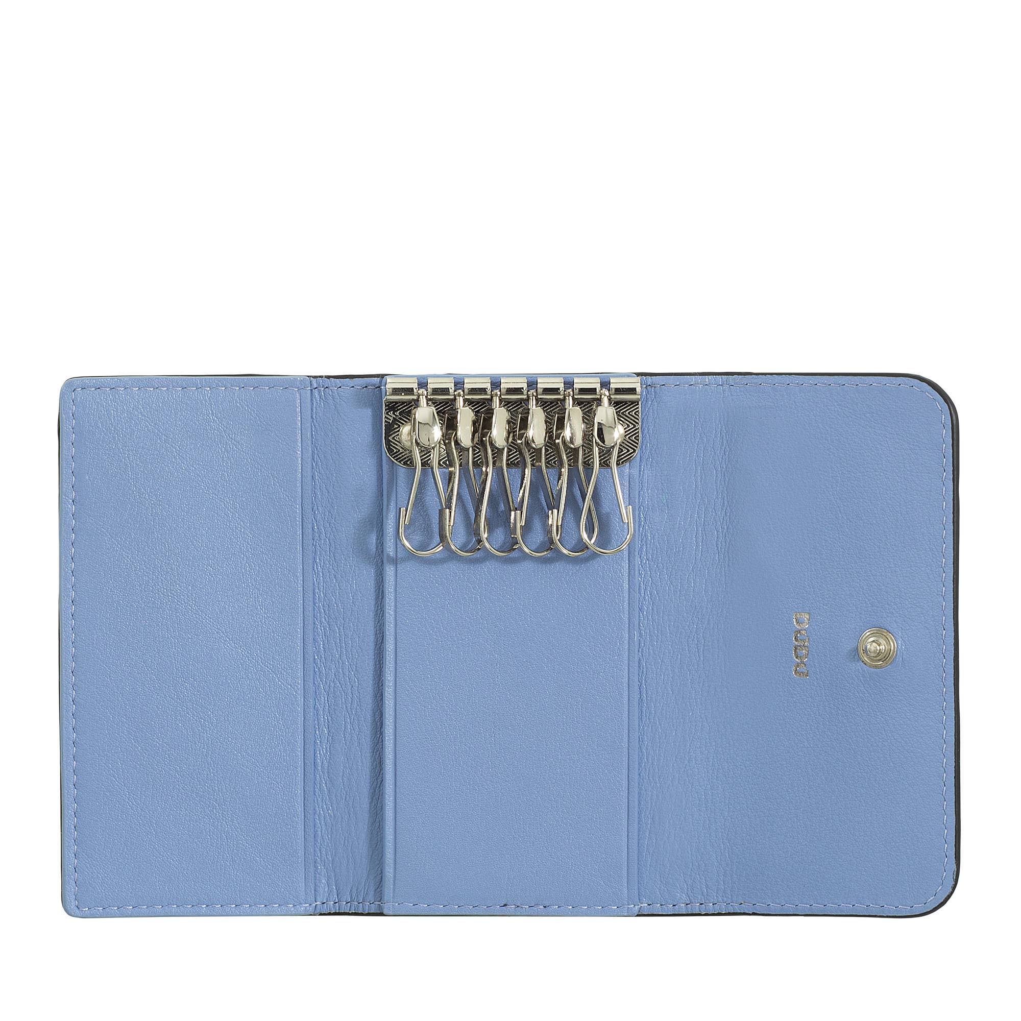 dudu - Vente Porte-clés – unisexe - Pochette Porte-clés en Cuir Dudu 6 Crochets Noir_bleu pastel1