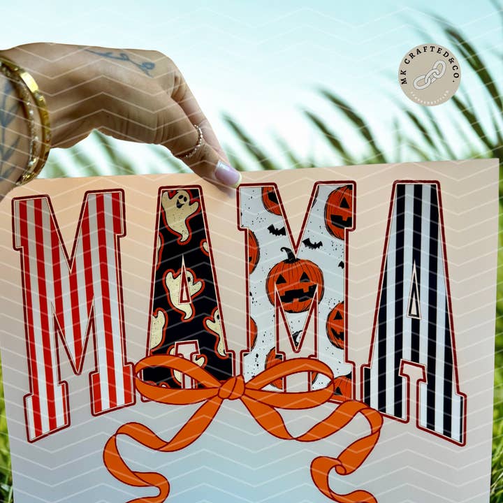 Mama Halloween DTF TRANSFER listo para prensar para venta al por mayor de MK Press Co.
