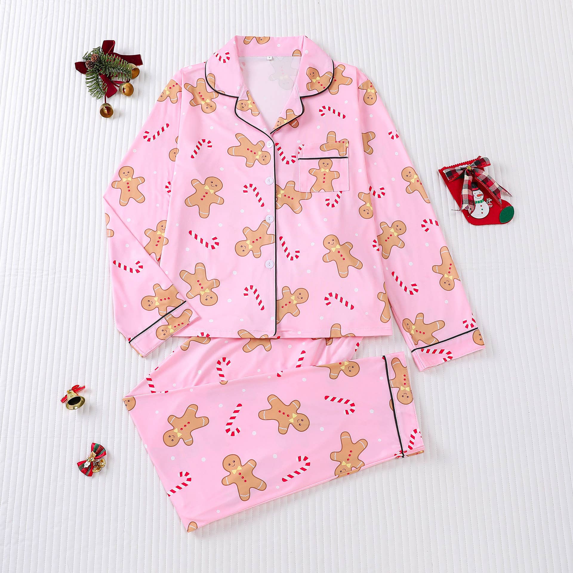 Rosa Clothing - Wholesale Sleepwear Set - Women's - Cozy & Soft Christmas Theme Print Long Pajama Set5