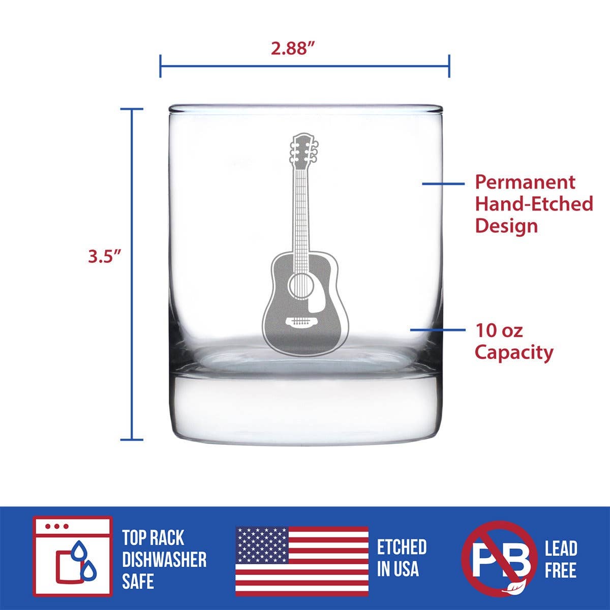 bevvee - Wholesale Cocktail/Liquor Glass - Acoustic Guitar Whiskey Rocks Glass - Musician Gifts5